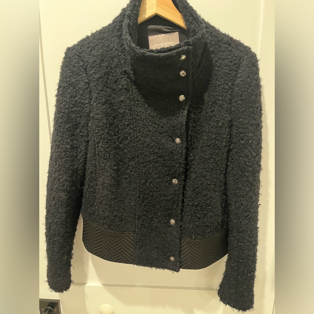 Banana Republic Black Boucle Crop Jacket